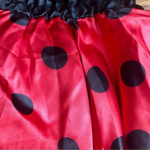 Bumble Bee Polk-a-dot Smocked Bodice Wings Red Black Dress Toddler Girl Size 2T - Picture 10 of 10
